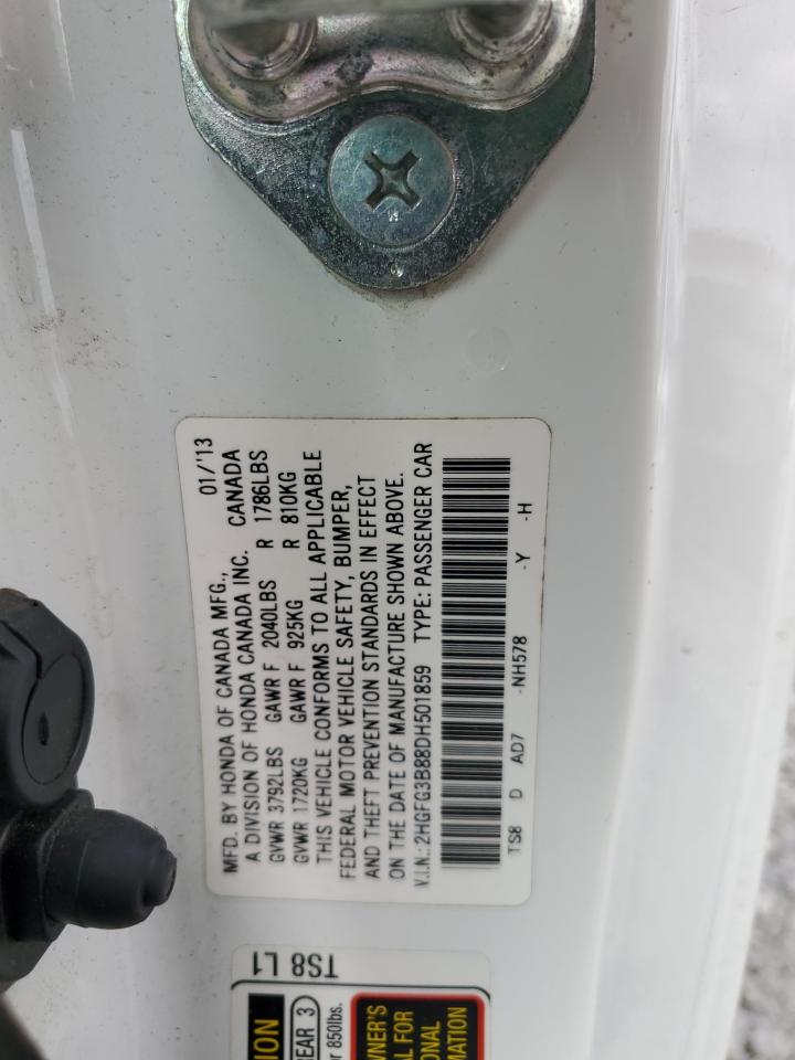 2013 Honda Civic Ex VIN: 2HGFG3B88DH501859 Lot: 57106015