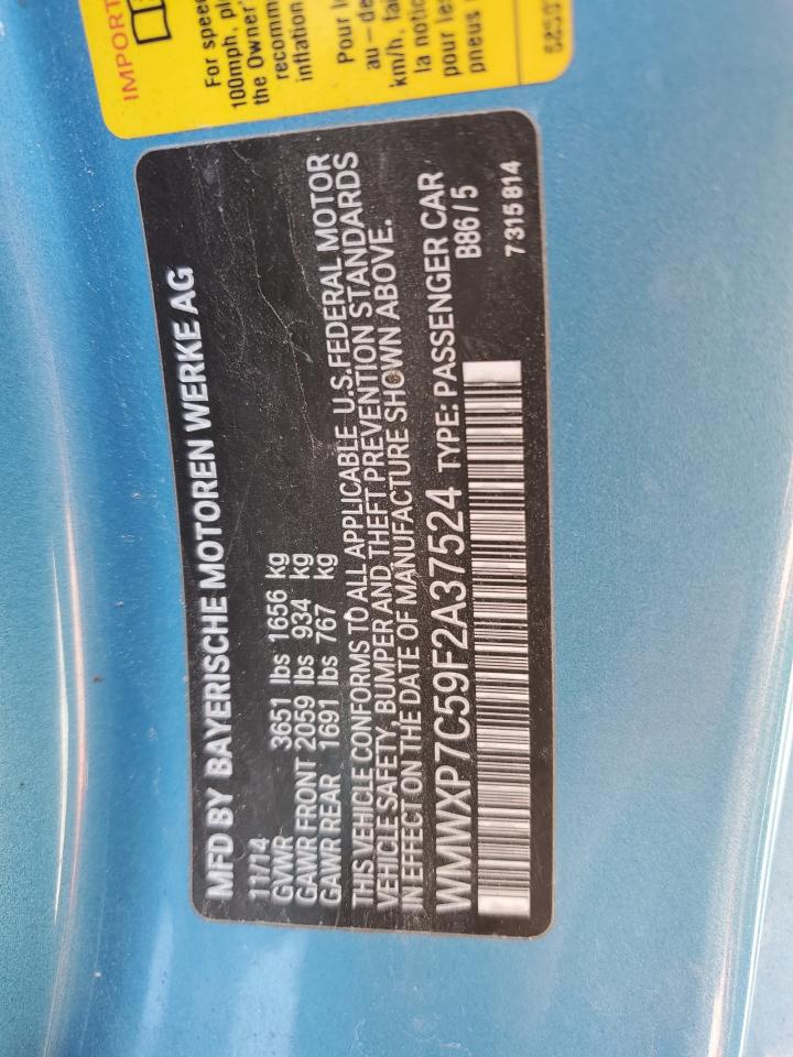 2015 Mini Cooper S VIN: WMWXP7C59F2A37524 Lot: 58071575