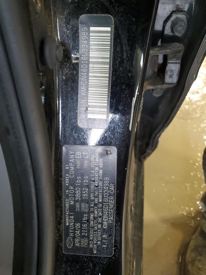 2006 Hyundai Elantra Gls VIN: KMHDN46D16U334989 Lot: 58749965