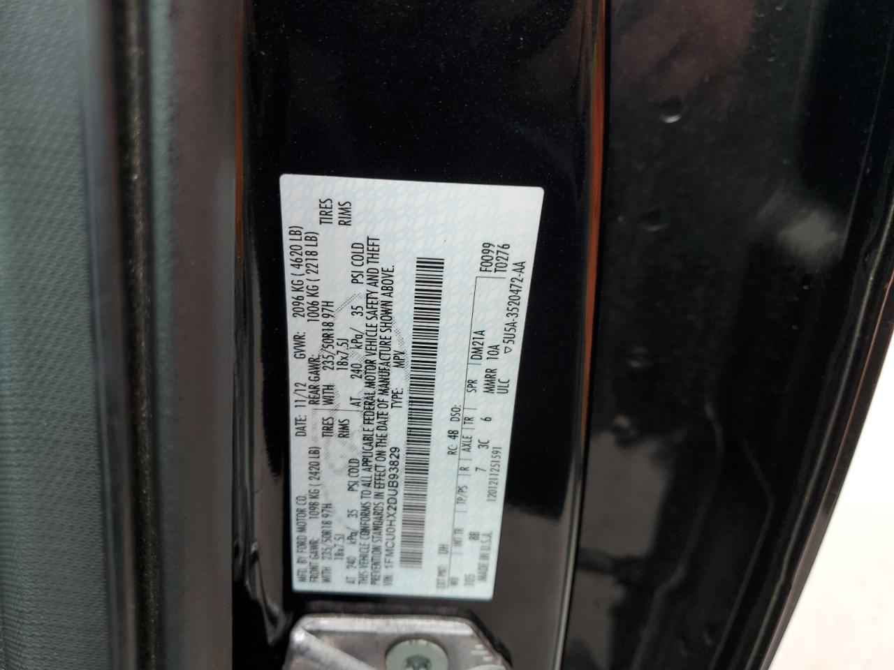 2013 Ford Escape Sel VIN: 1FMCU0HX2DUB93829 Lot: 56831345