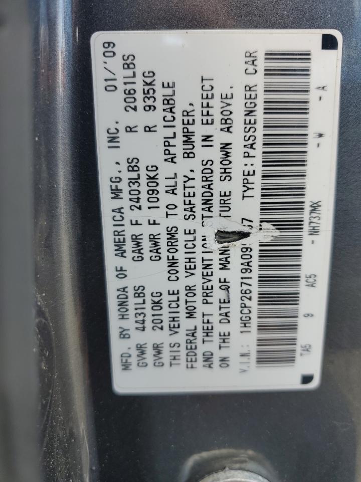 2009 Honda Accord Ex VIN: 1HGCP26719A099087 Lot: 55932345