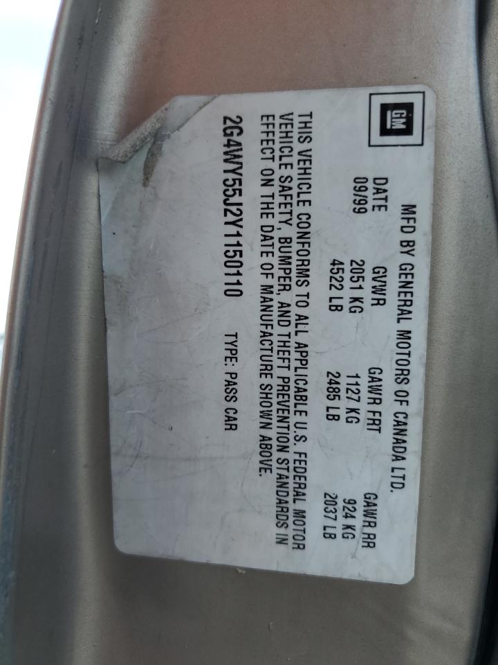 2000 Buick Century Limited VIN: 2G4WY55J2Y1150110 Lot: 56357235