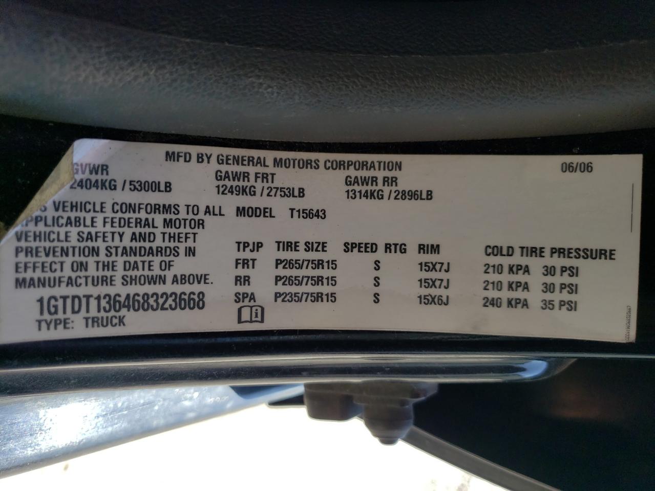 2006 GMC Canyon VIN: 1GTDT136468323668 Lot: 55694325