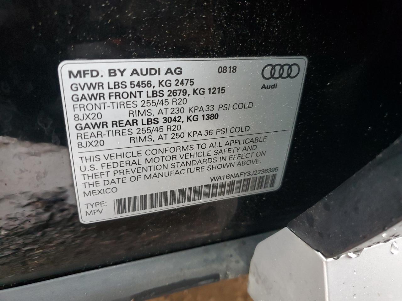 2018 Audi Q5 Premium Plus VIN: WA1BNAFY3J2236395 Lot: 56918705