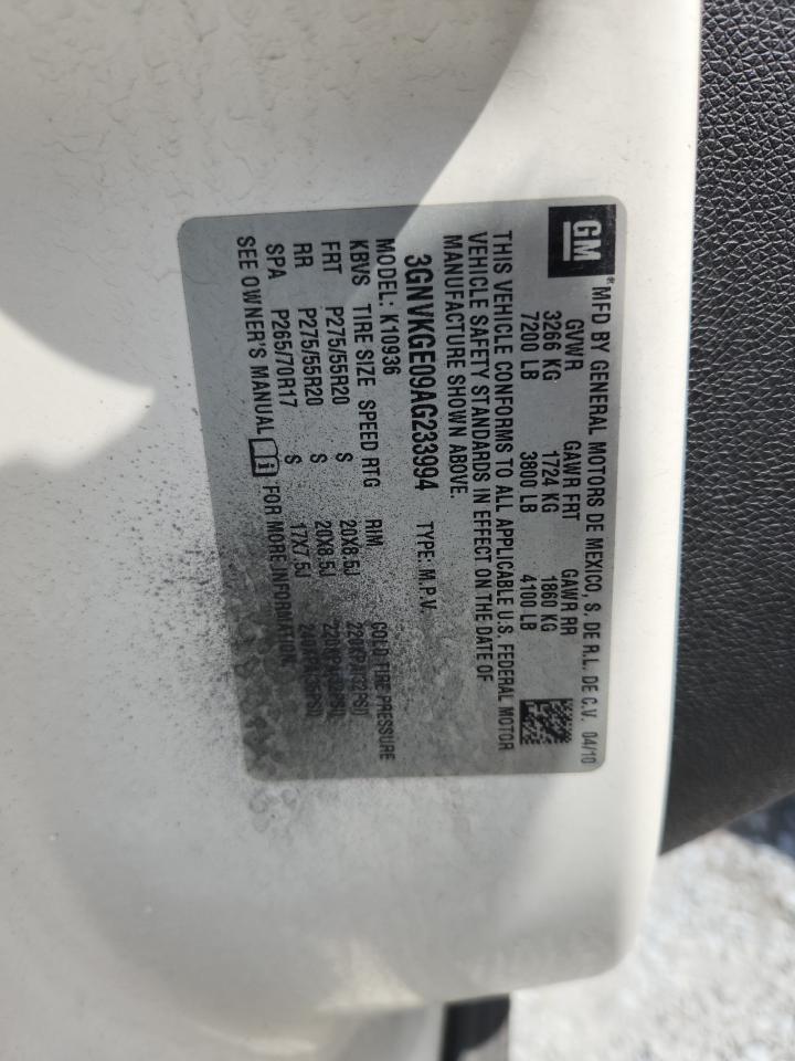 2010 Chevrolet Avalanche Ltz VIN: 3GNVKGE09AG233994 Lot: 57881375