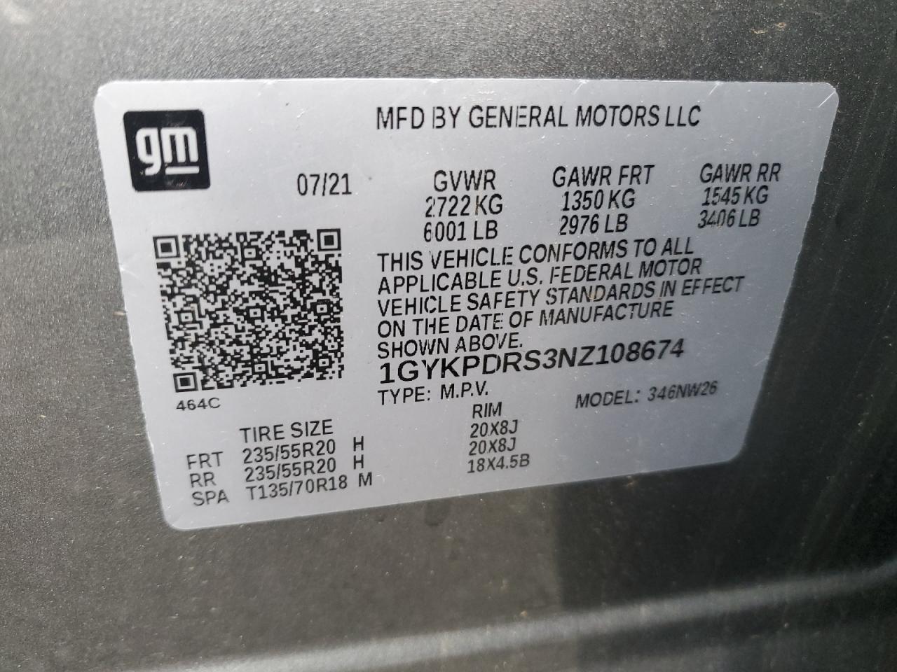 2022 Cadillac Xt6 Premium Luxury VIN: 1GYKPDRS3NZ108674 Lot: 55423695