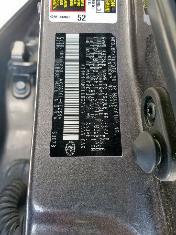 2020 Toyota Camry Se VIN: 4T1M11AK5LU862515 Lot: 57080395