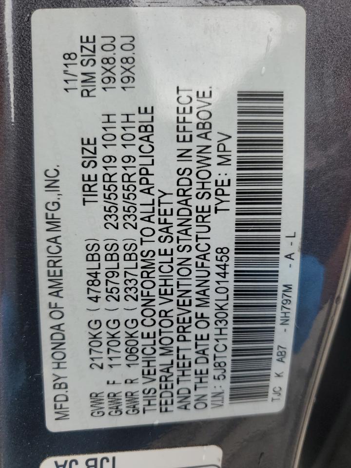 2019 Acura Rdx VIN: 5J8TC1H30KL014458 Lot: 56375365