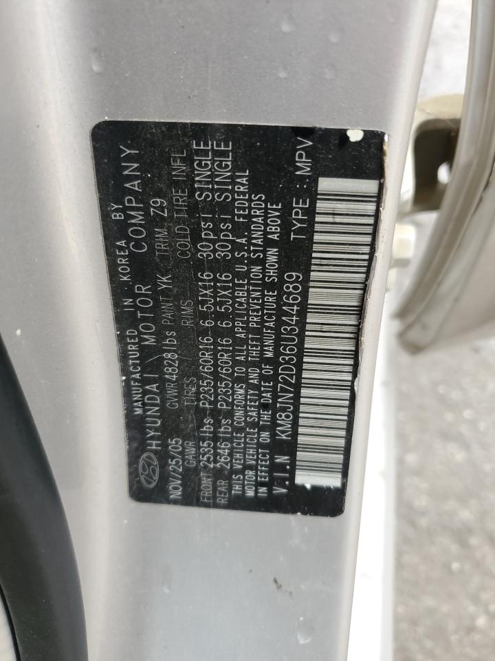 2006 Hyundai Tucson Gls VIN: KM8JN72D36U344689 Lot: 58806865