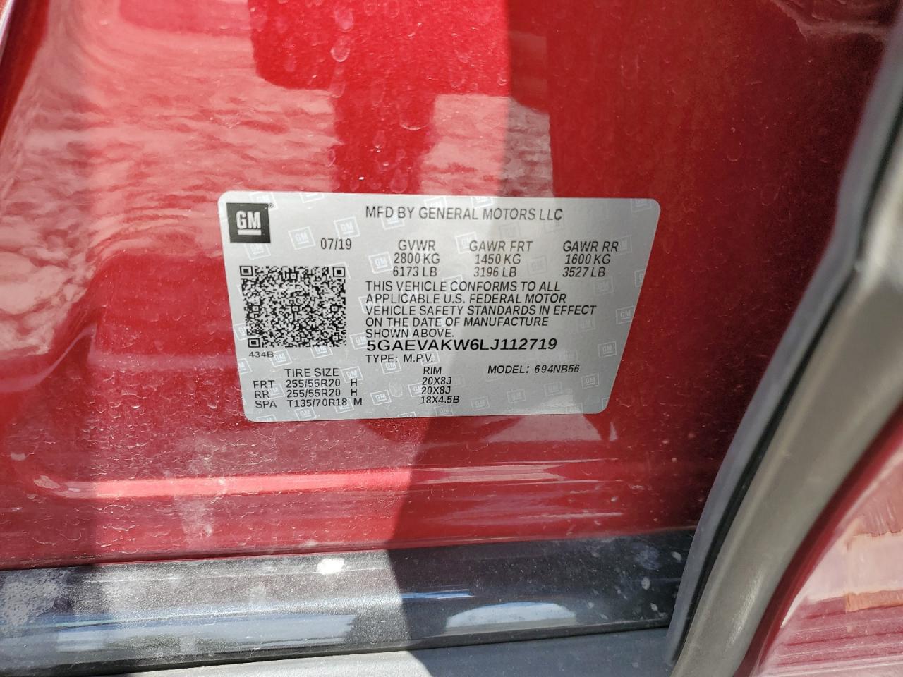 2020 Buick Enclave Essence VIN: 5GAEVAKW6LJ112719 Lot: 56940695