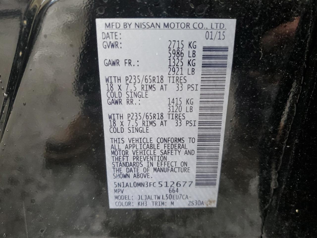 2015 Infiniti Qx60 VIN: 5N1AL0MN3FC512677 Lot: 56818915