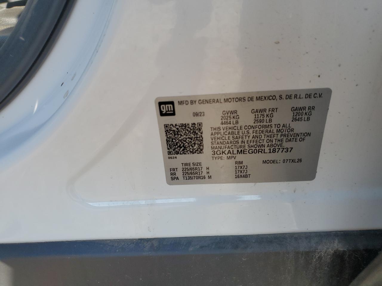 2024 GMC Terrain Sle VIN: 3GKALMEG0RL187737 Lot: 57155285