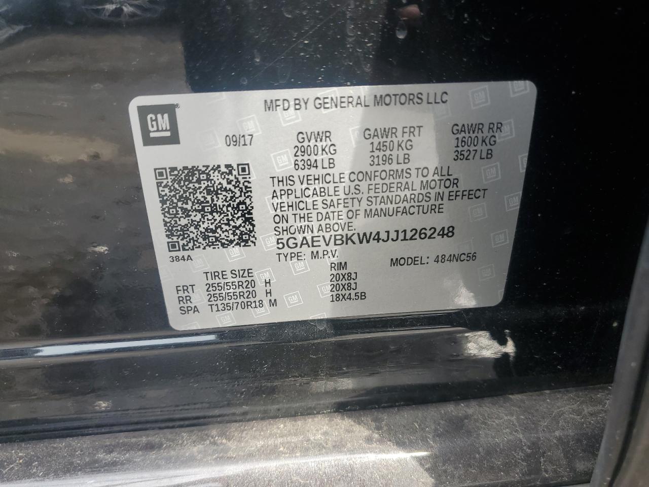 2018 Buick Enclave Premium VIN: 5GAEVBKW4JJ126248 Lot: 58981925