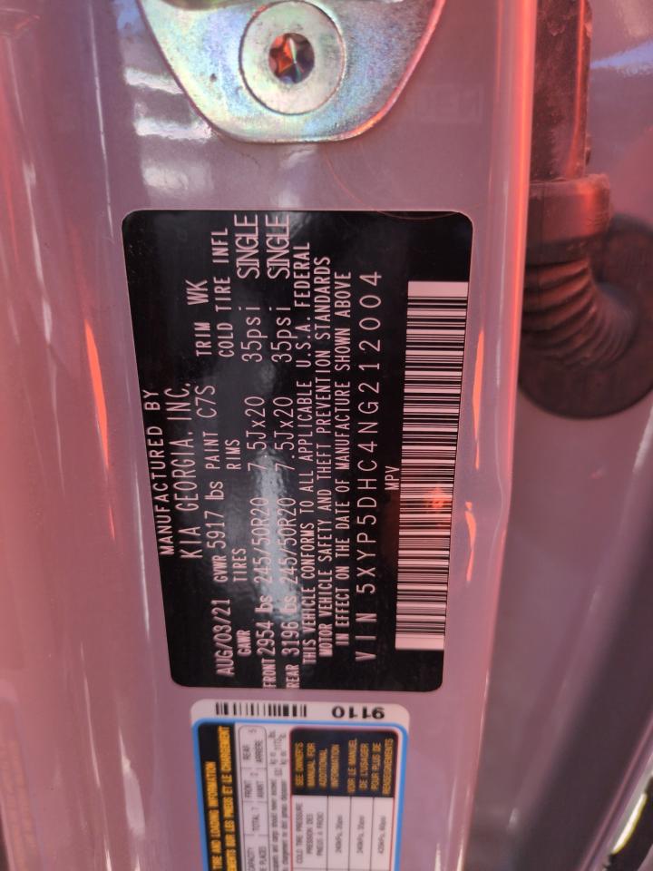 2022 Kia Telluride Sx VIN: 5XYP5DHC4NG212004 Lot: 59169415