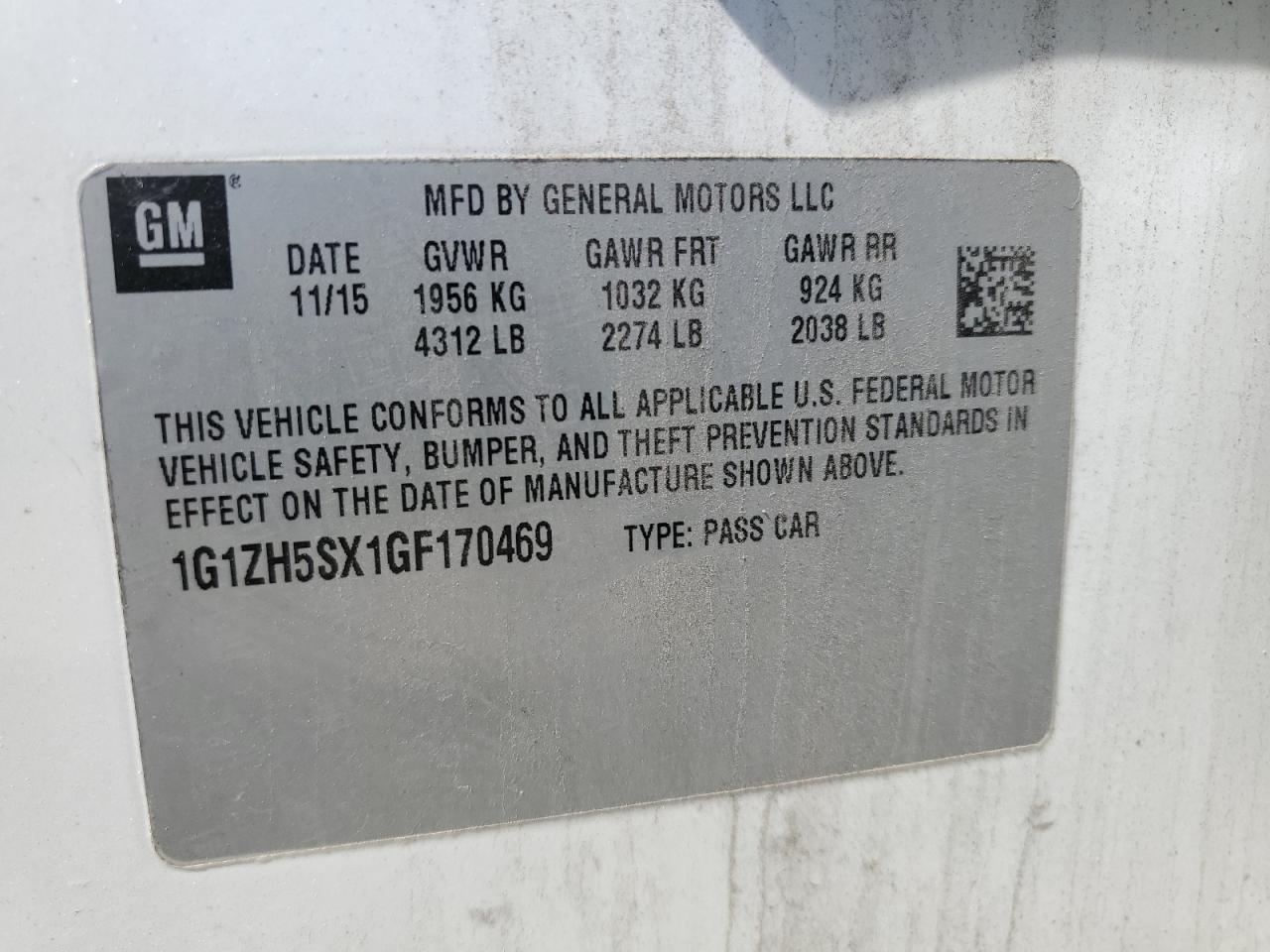 2016 Chevrolet Malibu Premier VIN: 1G1ZH5SX1GF170469 Lot: 56756105