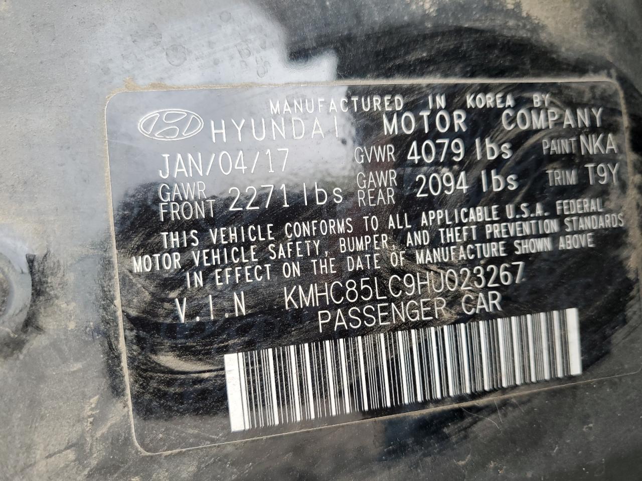 2017 Hyundai Ioniq Limited VIN: KMHC85LC9HU023267 Lot: 58082145