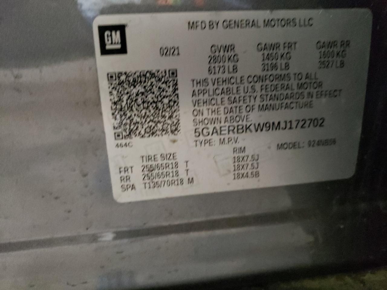 2021 Buick Enclave Essence VIN: 5GAERBKW9MJ172702 Lot: 56782155