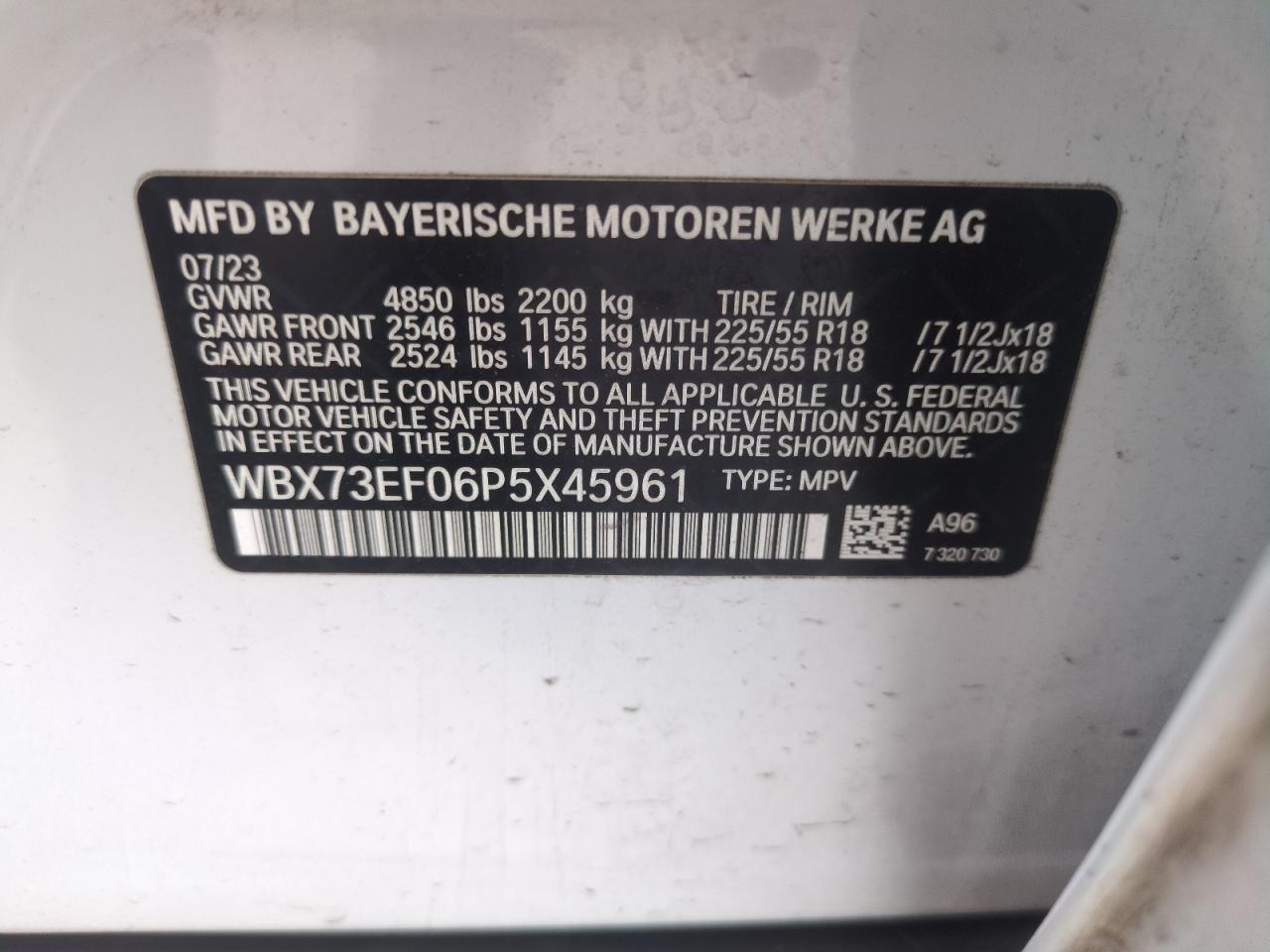 2023 BMW X1 xDrive28I VIN: WBX73EF06P5X45961 Lot: 56417925