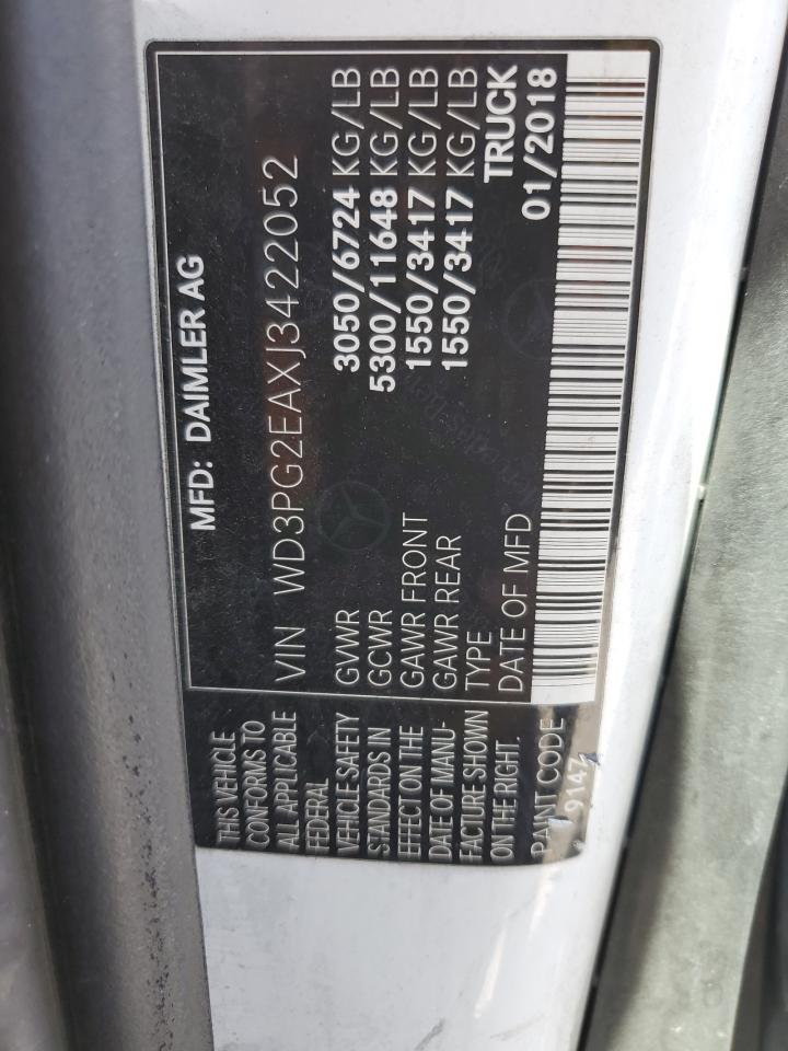 2018 Mercedes-Benz Metris VIN: WD3PG2EAXJ3422052 Lot: 56320105