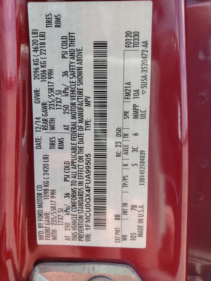 2015 Ford Escape Se VIN: 1FMCU0GX4FUA99505 Lot: 56924055