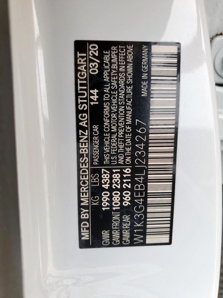 2020 Mercedes-Benz A 220 VIN: W1K3G4EB4LJ234267 Lot: 57729345