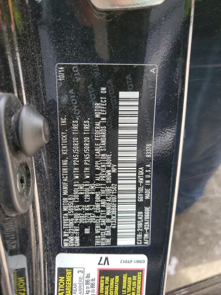 2015 Toyota Venza Le VIN: 4T3ZK3BB6FU071502 Lot: 58723645