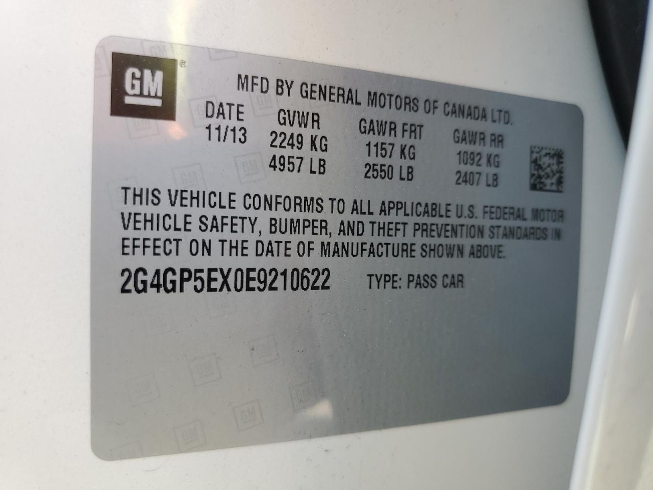 2014 Buick Regal Premium VIN: 2G4GP5EX0E9210622 Lot: 56406675