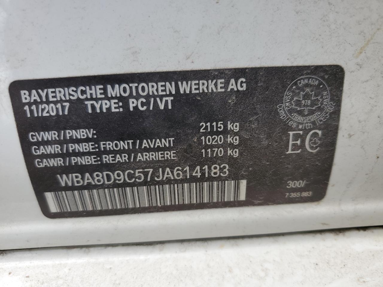 2018 BMW 330 Xi VIN: WBA8D9C57JA614183 Lot: 56715265