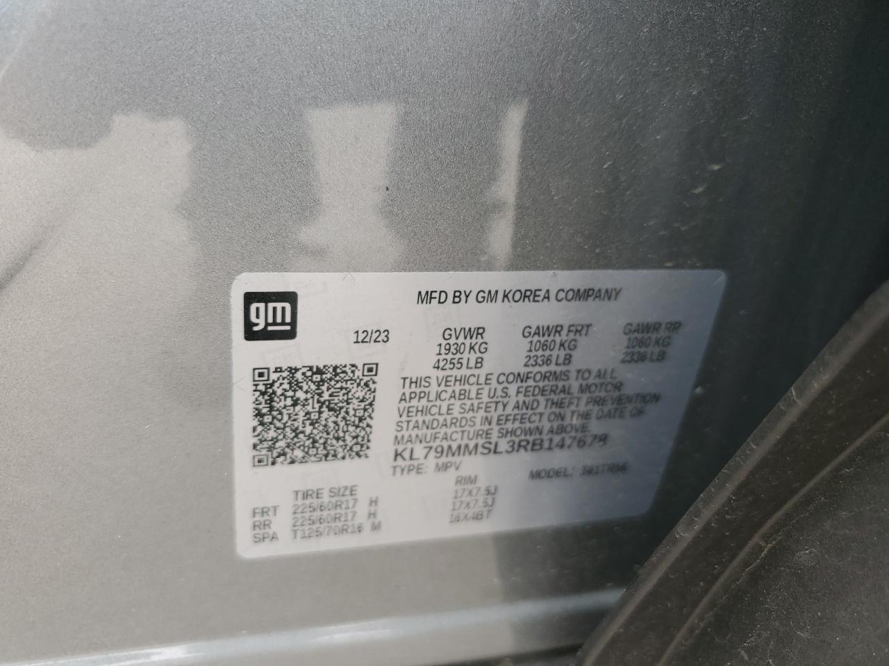 2024 Chevrolet Trailblazer Ls VIN: KL79MMSL3RB147678 Lot: 57335625