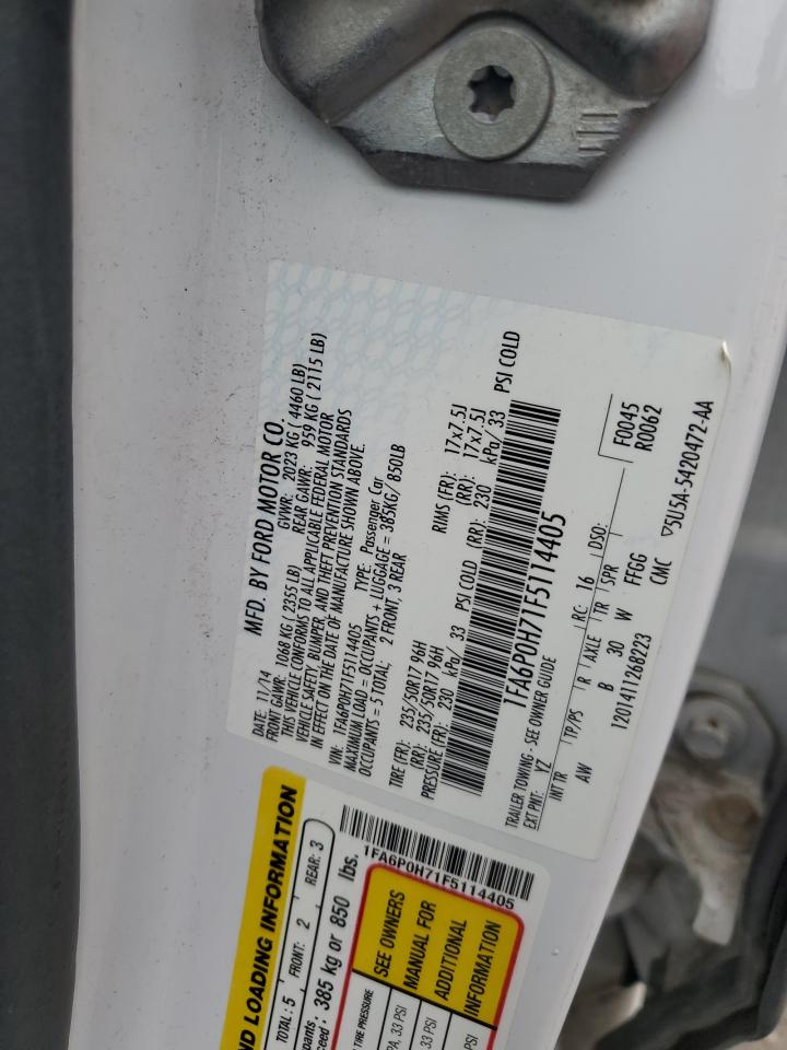 2015 Ford Fusion Se VIN: 1FA6P0H71F5114405 Lot: 56662865