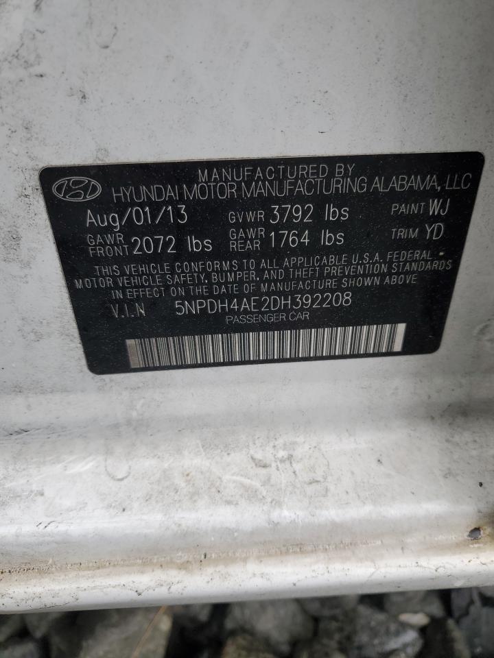 2013 Hyundai Elantra Gls VIN: 5NPDH4AE2DH392208 Lot: 56390705