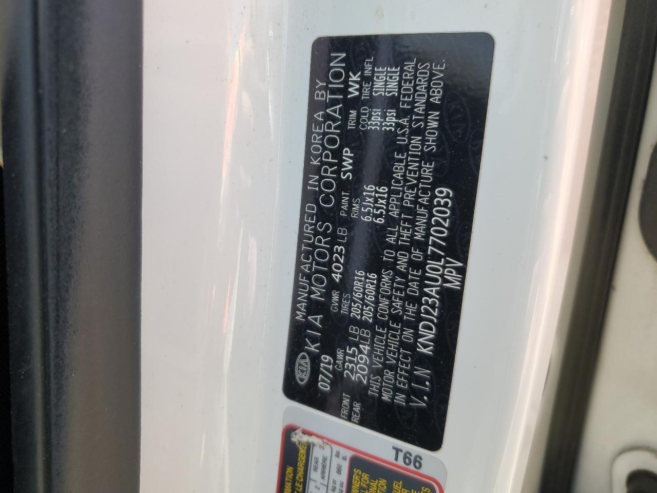 2020 Kia Soul Lx VIN: KNDJ23AU0L7702039 Lot: 57263855