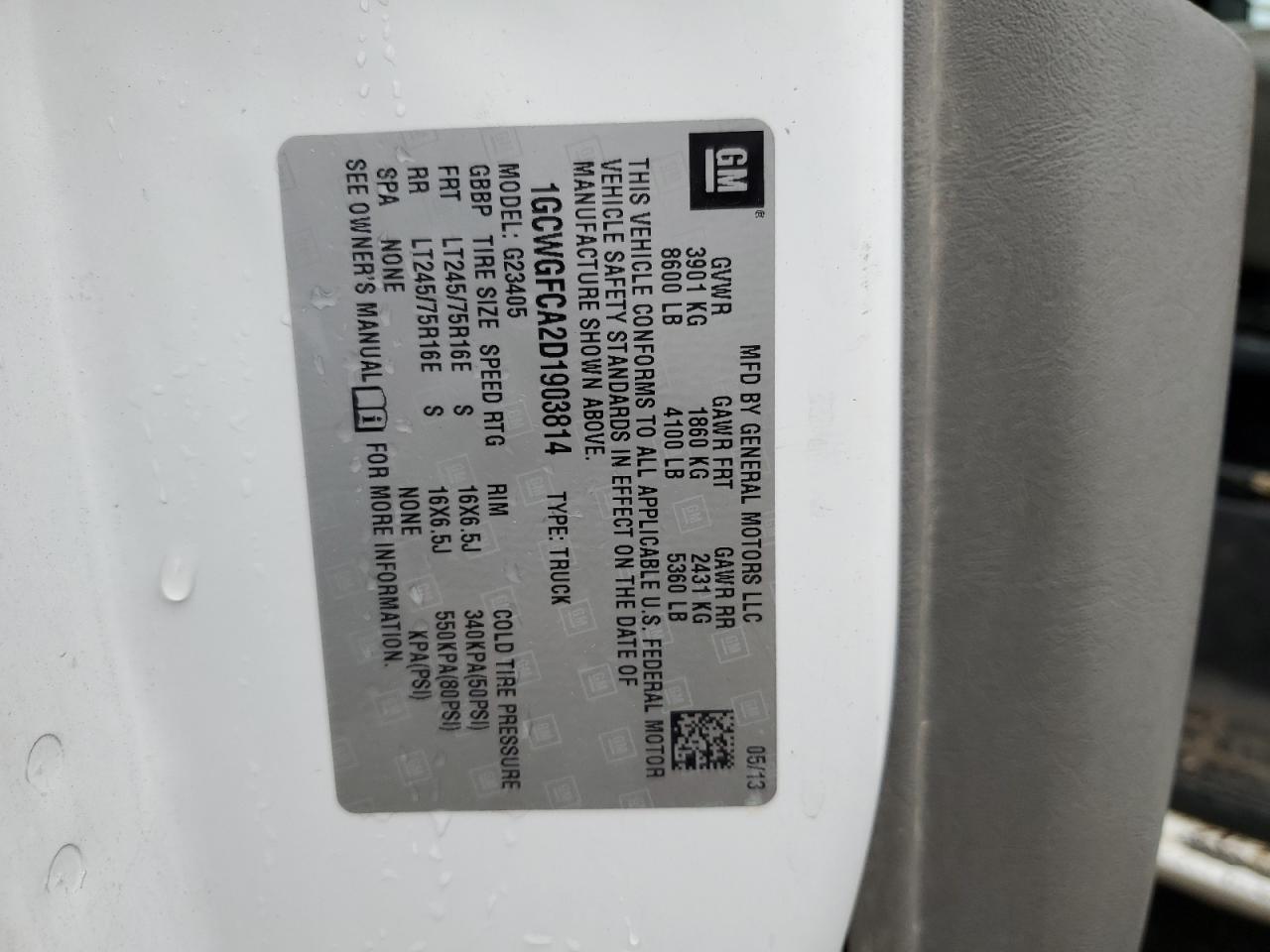 2013 Chevrolet Express G2500 VIN: 1GCWGFCA2D1903814 Lot: 58527645