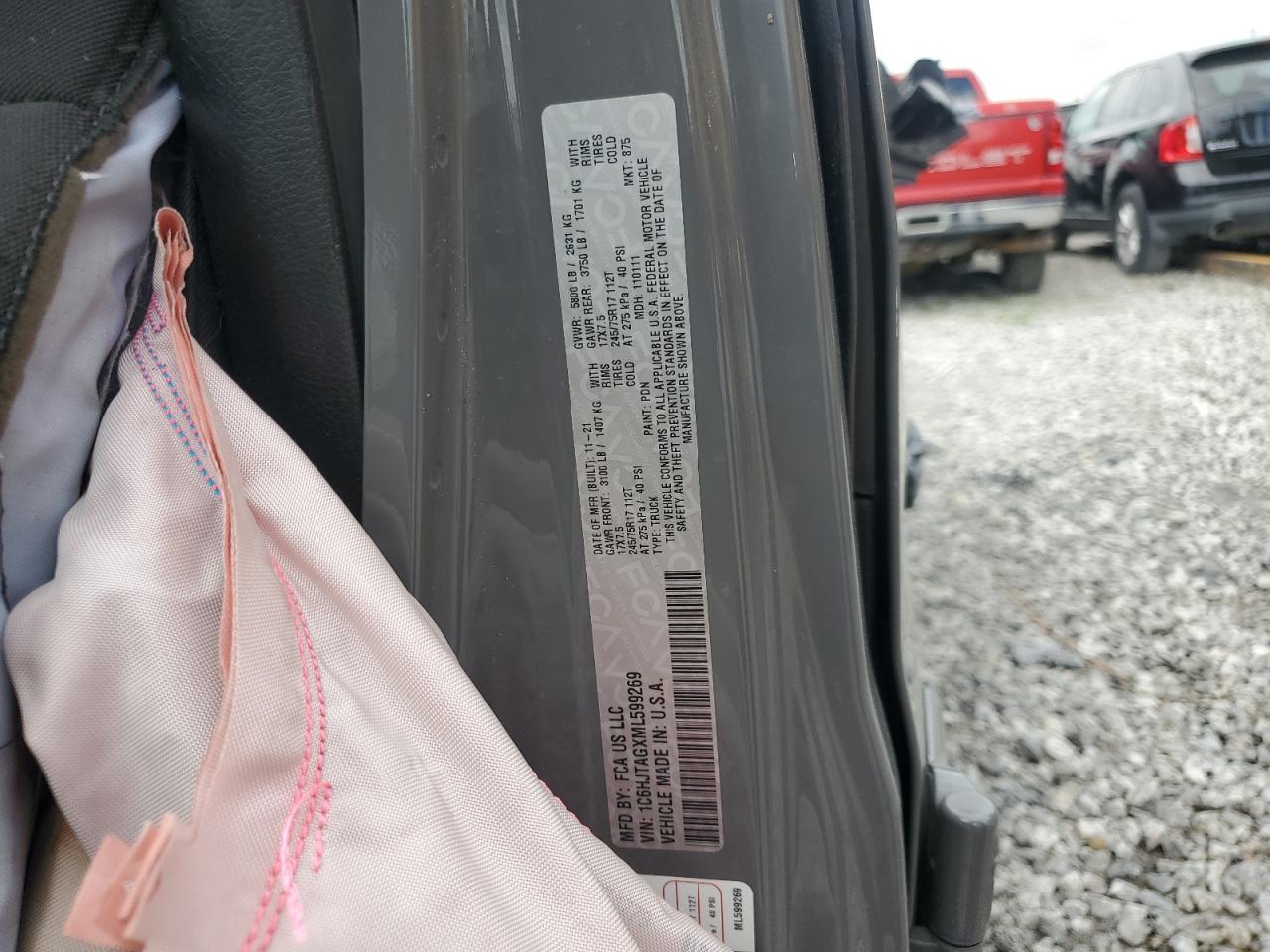 2021 Jeep Gladiator Sport VIN: 1C6HJTAGXML599269 Lot: 58613865