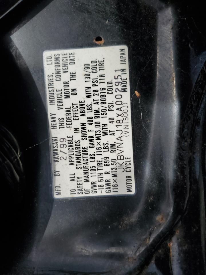 1999 Kawasaki Vn1500 J VIN: JKBVNAJ18XA002951 Lot: 58841165