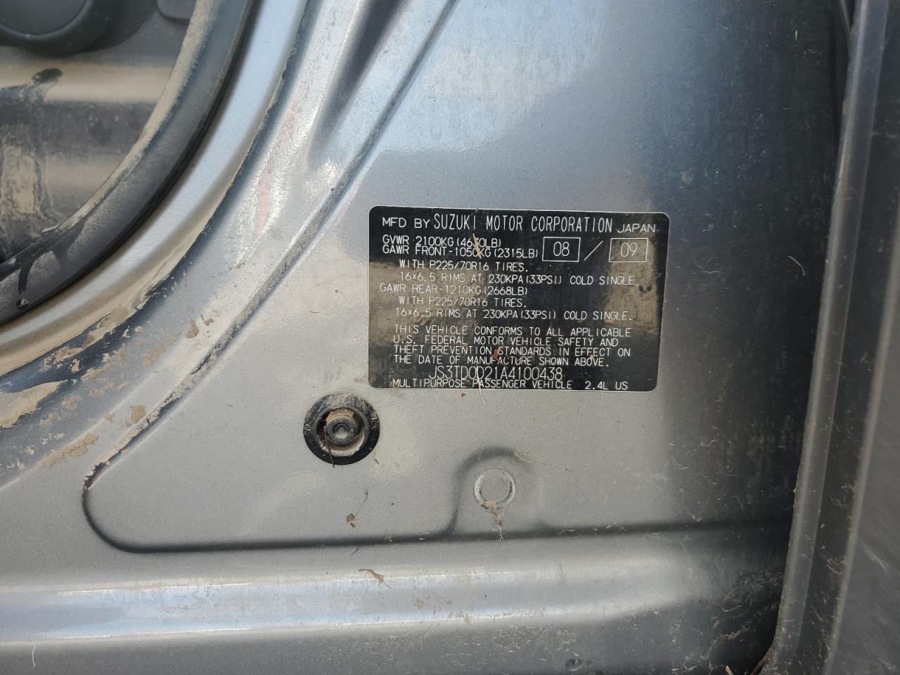 2010 Suzuki Grand Vitara Premium VIN: JS3TD0D21A4100438 Lot: 55905315
