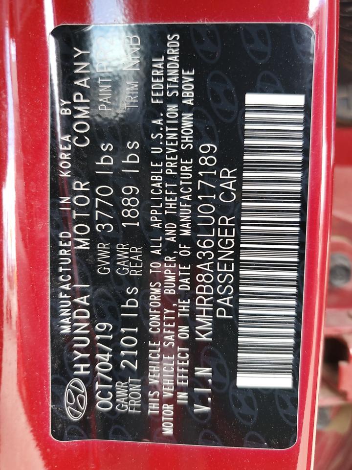 2020 Hyundai Venue Se VIN: KMHRB8A36LU017189 Lot: 56701375