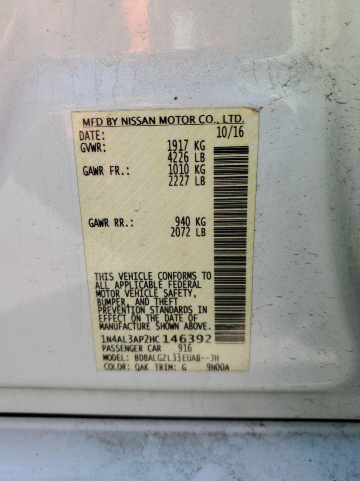 2017 Nissan Altima 2.5 VIN: 1N4AL3AP2HC146392 Lot: 56895715