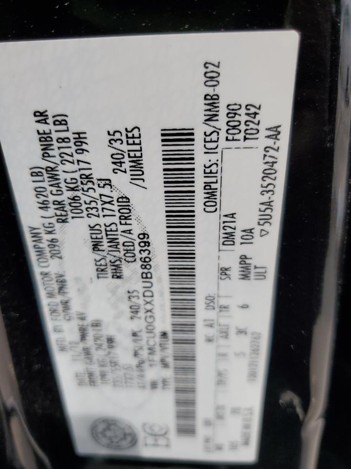 2013 Ford Escape Se VIN: 1FMCU0GXXDUB86399 Lot: 56044605