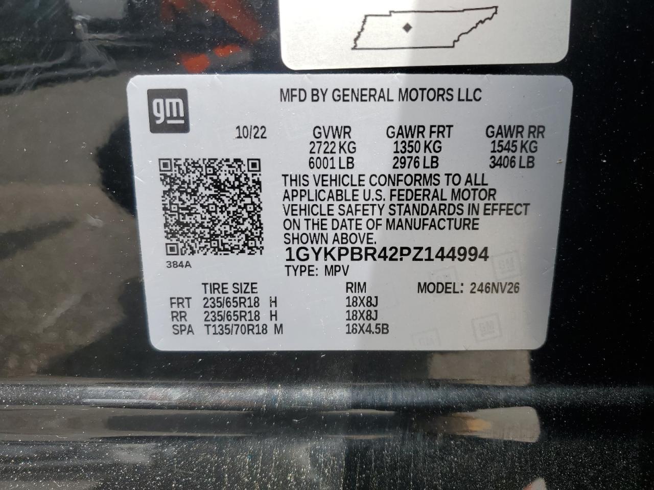 2023 Cadillac Xt6 Luxury VIN: 1GYKPBR42PZ144994 Lot: 56582285