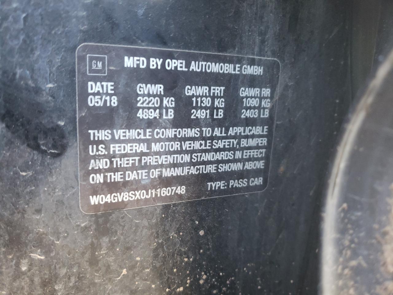 2018 Buick Regal Tourx Essence VIN: W04GV8SX0J1160748 Lot: 56968455