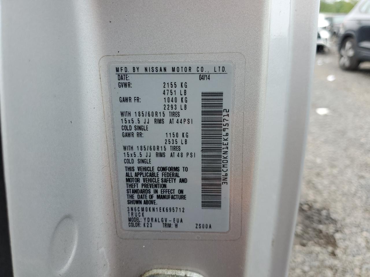 2014 Nissan Nv200 2.5S VIN: 3N6CM0KN1EK695712 Lot: 57269765