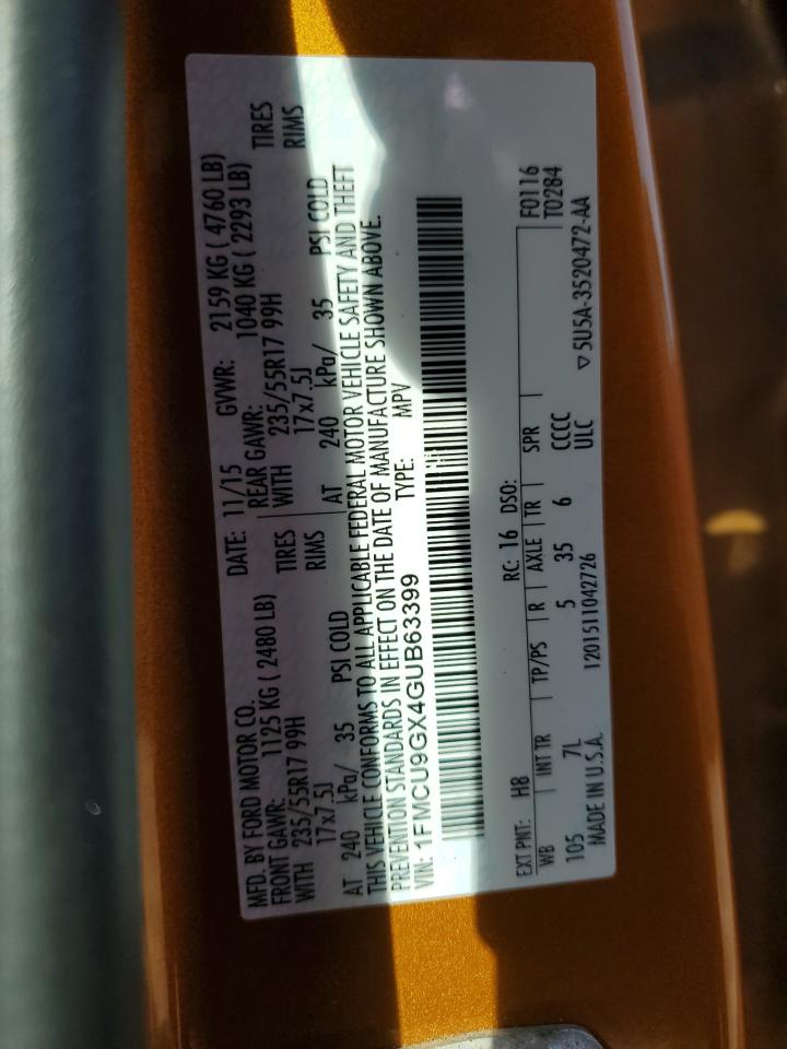 2016 Ford Escape Se VIN: 1FMCU9GX4GUB63399 Lot: 55469135