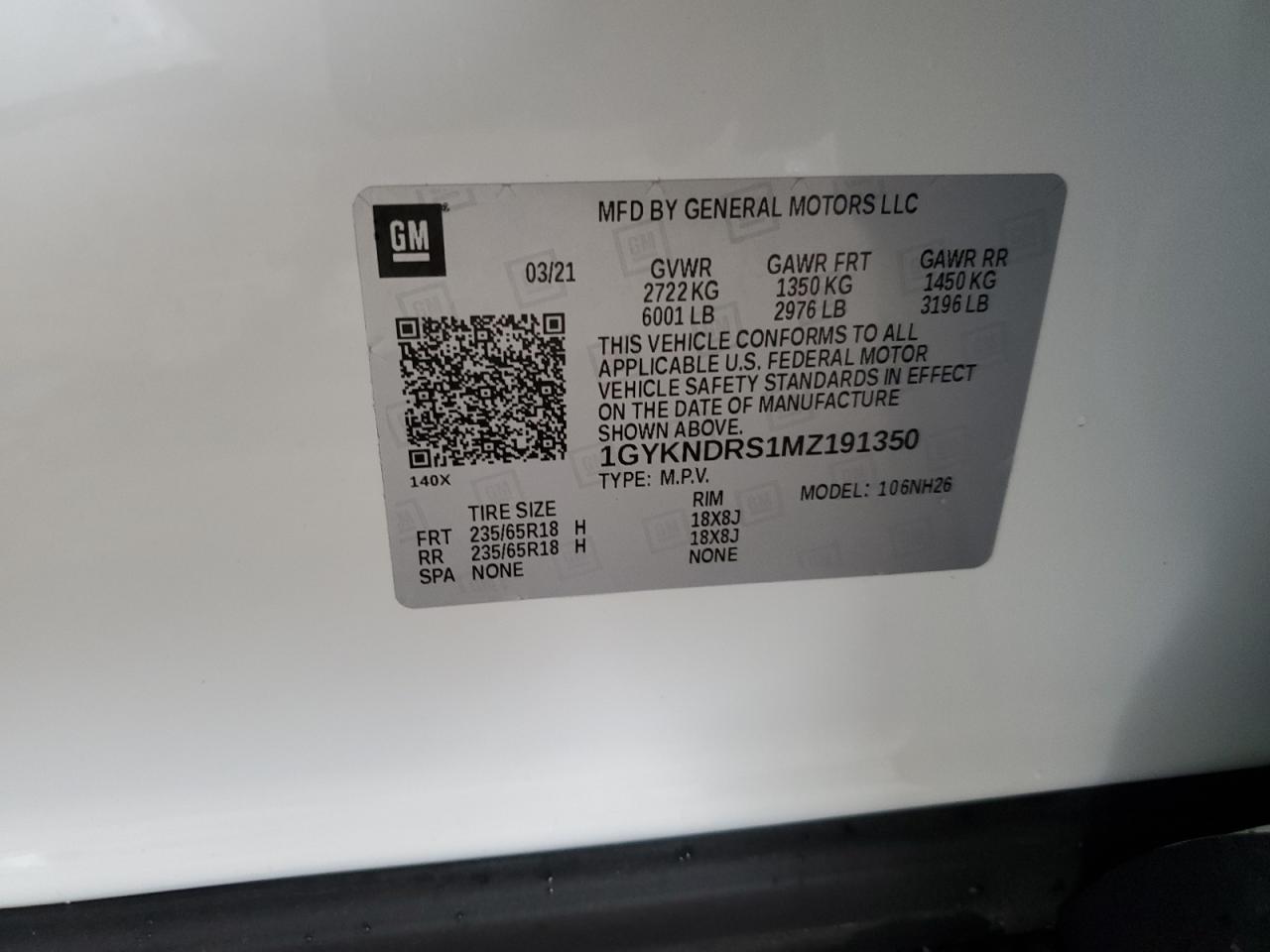 2021 Cadillac Xt5 Premium Luxury VIN: 1GYKNDRS1MZ191350 Lot: 56692835