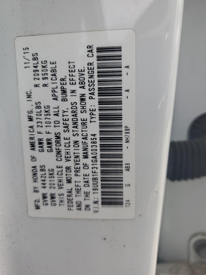 2016 Acura Tlx VIN: 19UUB1F31GA003854 Lot: 56863175