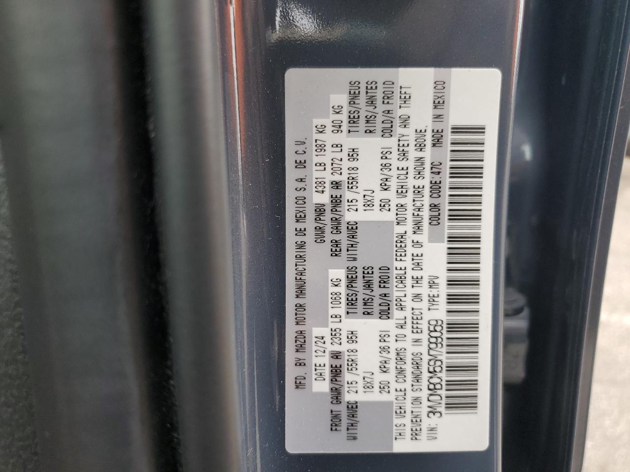 2025 MAZDA CX30 with FRONT END damage, VIN 3MVDMBCM5SM799059