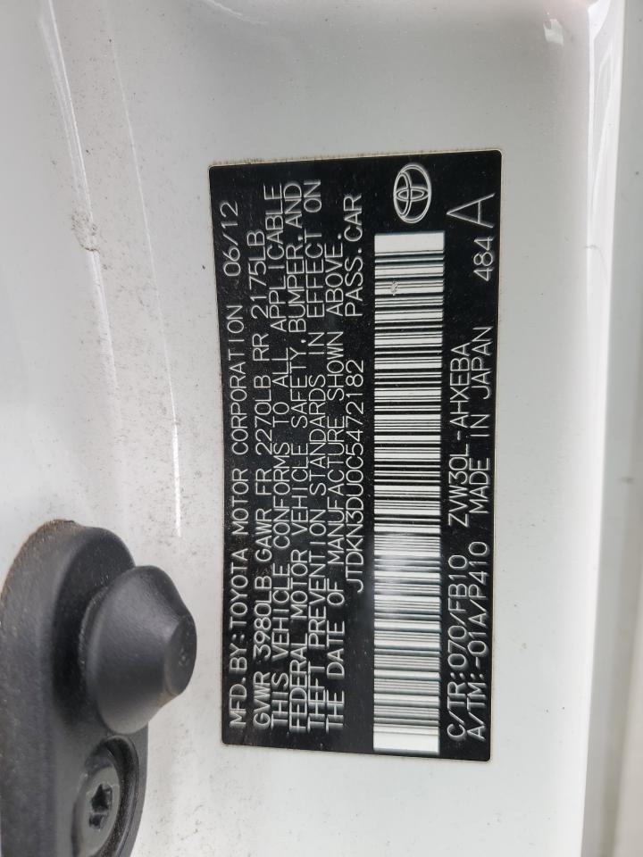 2013 Toyota Prius VIN: JTDKN3DU0C5472182 Lot: 57081115