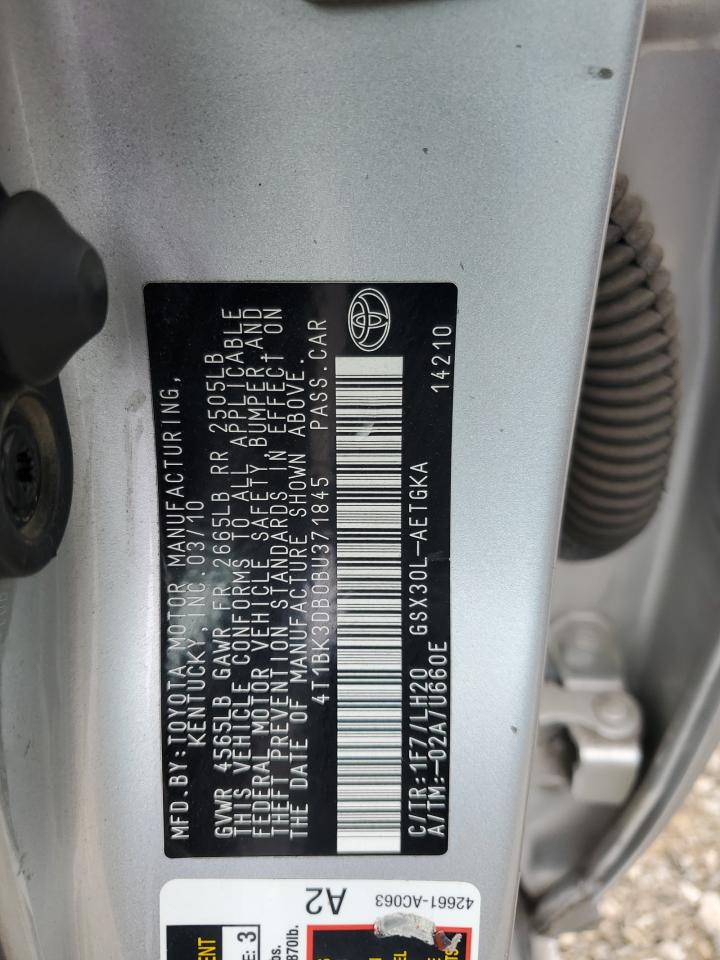 2011 Toyota Avalon Base VIN: 4T1BK3DB0BU371845 Lot: 57242555