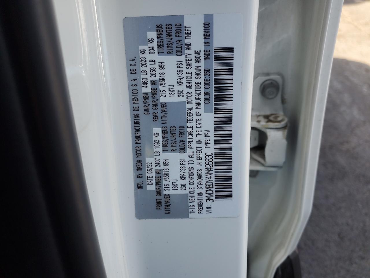 2022 Mazda Cx-30 Premium VIN: 3MVDMBDY4NM426830 Lot: 55517865