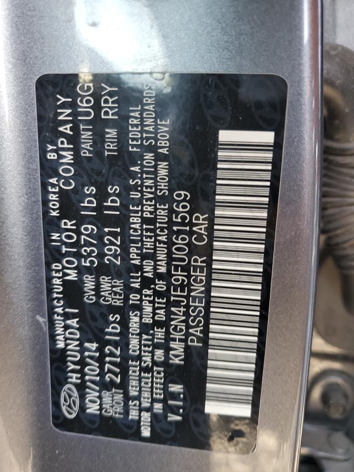 2015 Hyundai Genesis 3.8L VIN: KMHGN4JE9FU061569 Lot: 58768505